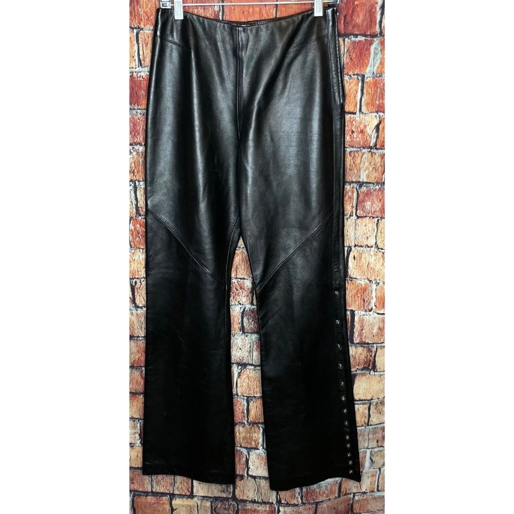 Augustina Carmel by the Sea Leather Wearable Art Studded Pants Black Size 10